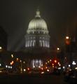 foggy night, WI capitol building